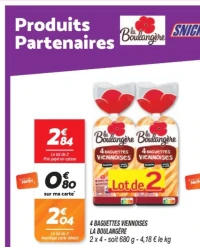 4 baguettes viennoises 