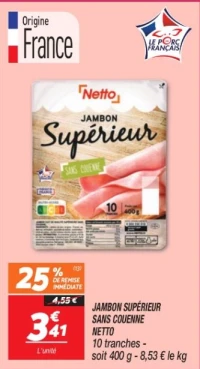 Jambon supérieur sans couenne 