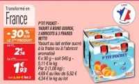 P'tit pocket - yaourt à boire gourde, 3 abricots & 3 fraises