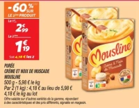 Purée crème et noix de muscade 