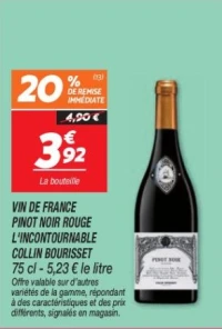 Vin de france pinot noir rouge