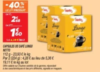 Capsules de café lungo