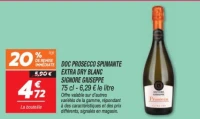 Doc prosecco spumante extra dry blanc