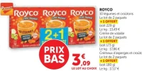Soupes Royco (10 légumes, Crème de volaille, Crémeux d'asperges)