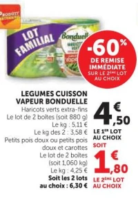 Légumes cuisson vapeur Bonduelle (Haricots verts, Petits pois, Carottes)