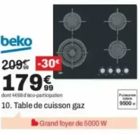 Table de cuisson gaz BEKO