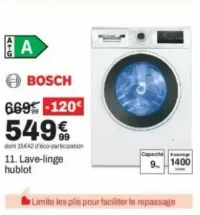 11. Lave-linge hublot