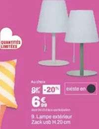 9. Lampe extérieur Zack usb H.20 cm