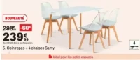 Coin repas + 4 chaises Samy