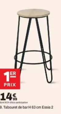 Tabouret de bar H 63 cm Essia 2