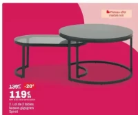 Lot de 2 tables basses gigognes Spirot