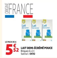 LAIT DEMI-ÉCRÉMÉ POUCE