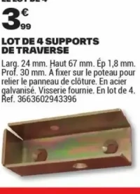 LOT DE 4 SUPPORTS DE TRAVERSE