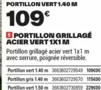 PORTILLON GRILLAGÉ ACIER VERT 1X1 M