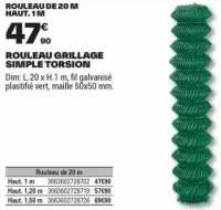 ROULEAU GRILLAGE SIMPLE TORSION