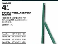 POTEAU T GRILLAGE VERT 1 MÈTRE