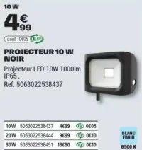 PROJECTEUR 10 W NOIR