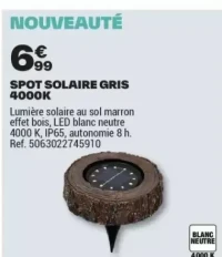SPOT SOLAIRE GRIS 4000K