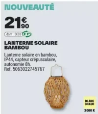 LANTERNE SOLAIRE BAMBOU