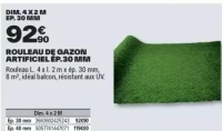 ROULEAU DE GAZON ARTIFICIEL ÉP.30 MM