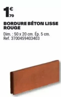 BORDURE BÉTON LISSE ROUGE