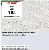 DALLE BÉTON GRAVILLONS 40 X 40 CM