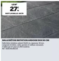 DALLE BÉTON IMITATION ARDOISE 50X 50 CM