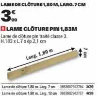 LAME CLÔTURE PIN 1,83M