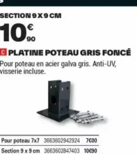 PLATINE POTEAU GRIS FONCÉ