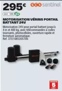 MOTORISATION VÉRINS PORTAIL BATTANT 24V