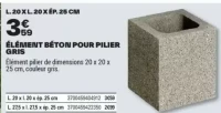 ÉLÉMENT BÉTON POUR PILIER GRIS