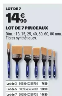 LOT DE 7 PINCEAUX