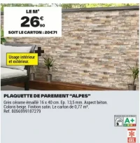 PLAQUETTE DE PAREMENT "ALPES"