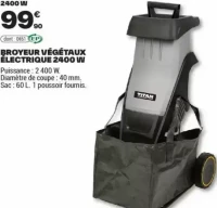 BROYEUR VÉGÉTAUX ÉLECTRIQUE 2400 W