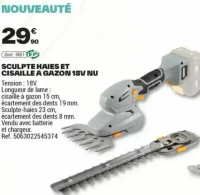 SCULPTE HAIES ET CISAILLE A GAZON 18V NU