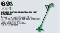 COUPE-BORDURES SANS FIL 18V 26CM NU