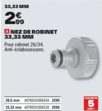 A NEZ DE ROBINET 33,33 MM