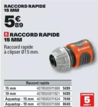 B RACCORD RAPIDE 15 MM
