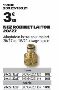 NEZ ROBINET LAITON 20/27