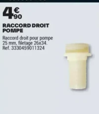 RACCORD DROIT POMPE