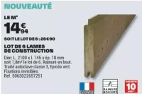 LOT DE 6 LAMES DE CONSTRUCTION