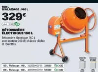 BÉTONNIÈRE ÉLECTRIQUE 160 L