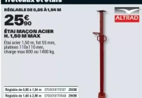 ÉTAI MAÇON ACIER H. 1,50 M MAX