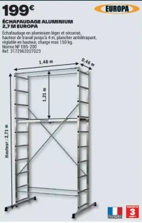 ÉCHAFAUDAGE ALUMINIUM 2,7 M EUROPA