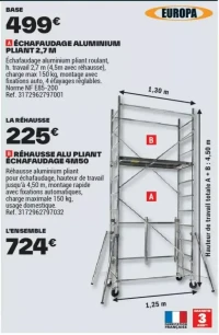 ÉCHAFAUDAGE ALUMINIUM PLIANT 2,7 M