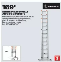 ECHELLE TÉLESCOPIQUE ALU 3,80 M ROBUSTE