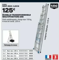ÉCHELLE TRANSFORMABLE MULTIPOSITION 3X6