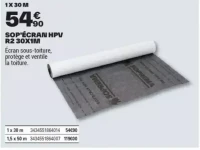 SOP'ÉCRAN HPV R2 30X1M Écran sous-toiture, protège et ventile la toiture.