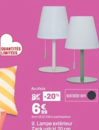 Lampe extérieur Zack usb H.20 cm