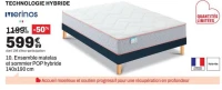 Ensemble matelas et sommier POP hybride 140x190 cm Merinos